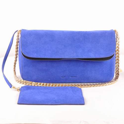 Celine Gourmette Small Bag in Suede Leather - 3078 Blue Celine Gourmette Small Bag in Suede Leather - 3078 Blue